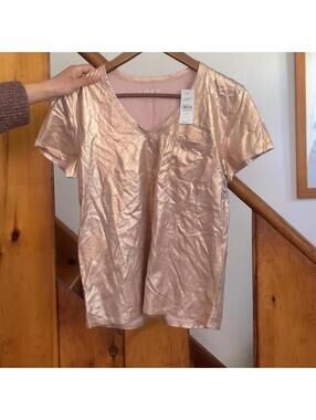 LOFT rose gold metallic top Size S